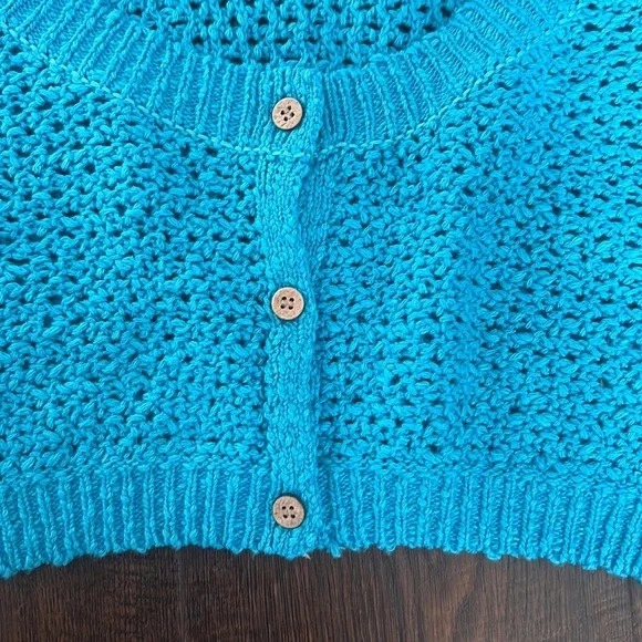 Free People Beach Blue Cropped Knit Cardigan - Picture 7 of 12